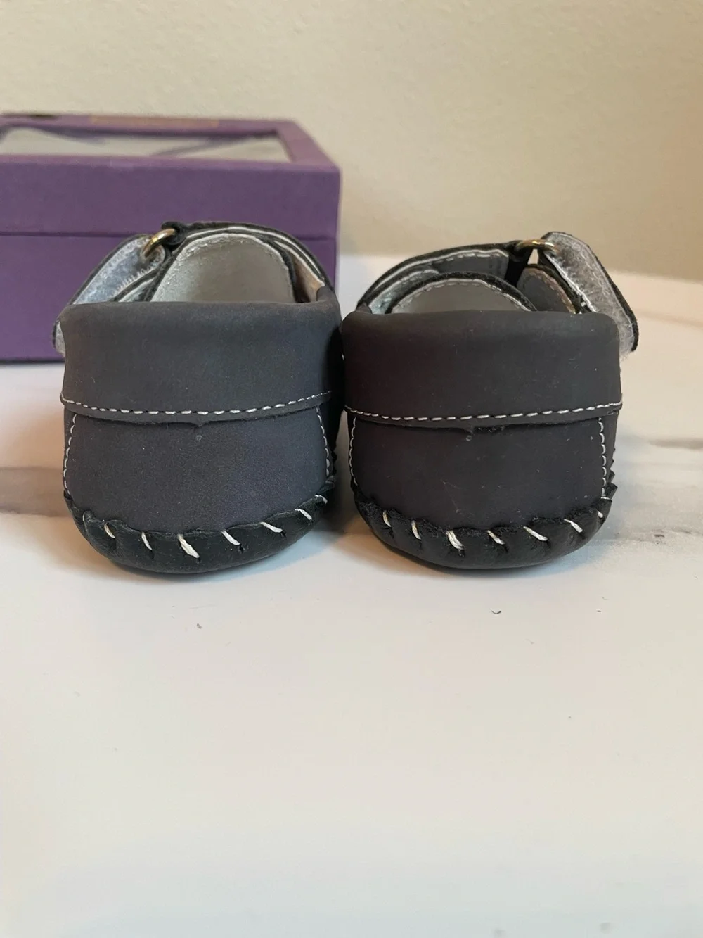 Pediped Gray Leather Handcrafted Soft-sole shoes 0-6 months